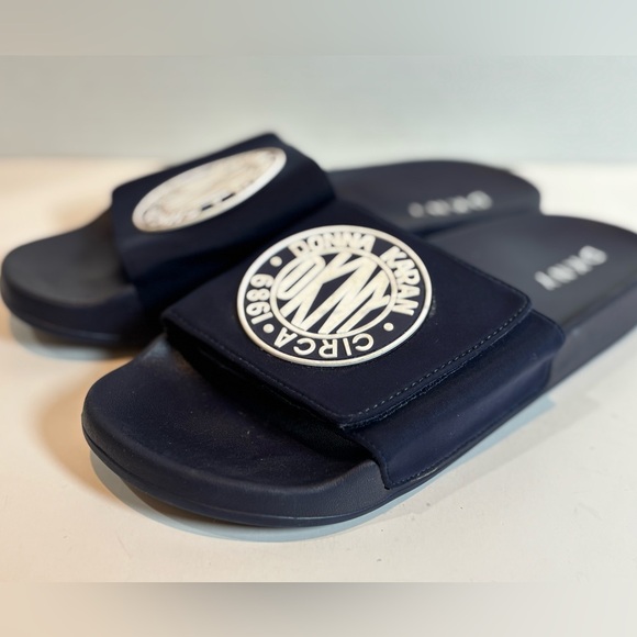 Dkny Shoes - DKNY Dark Blue Slide Sandals with Emblem